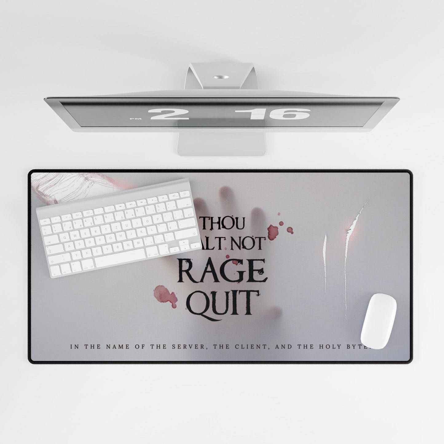 Thou Shalt Not Rage Quit - Gaming Desk Mat