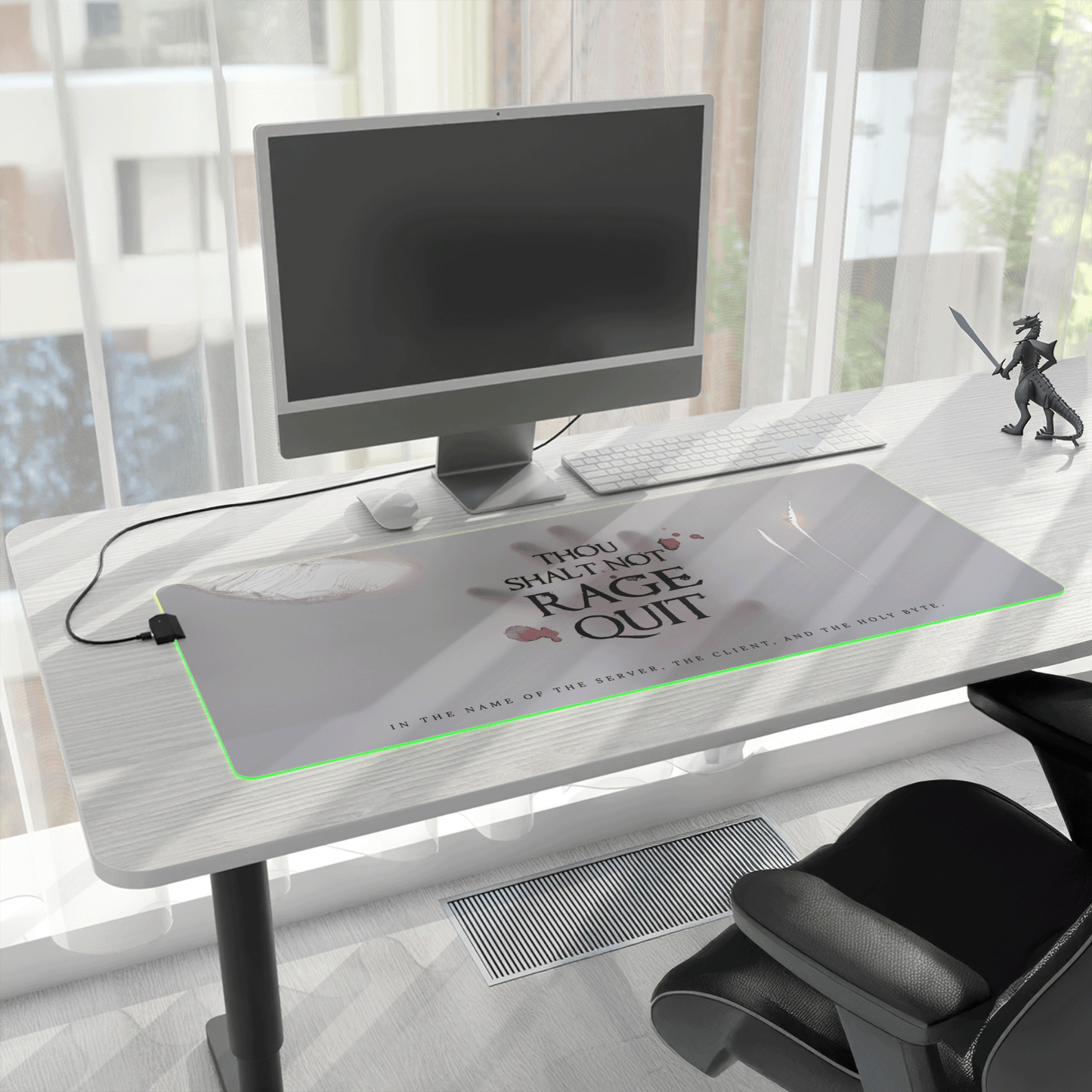 Thou Shalt Not Rage Quit - LED Gaming Mouse Pad