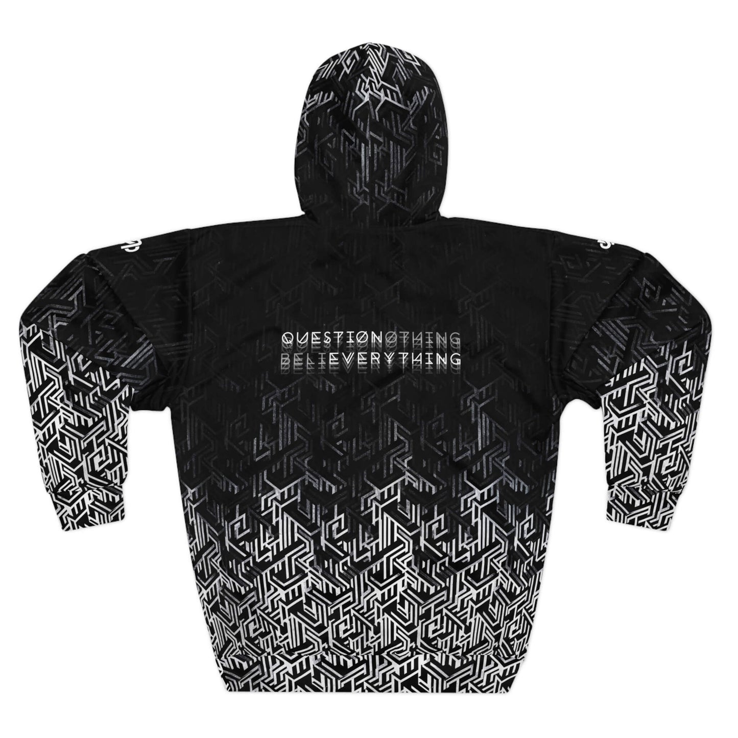 Question Everything - Black & White Digital Camo Tech Hoodie (Pullover)