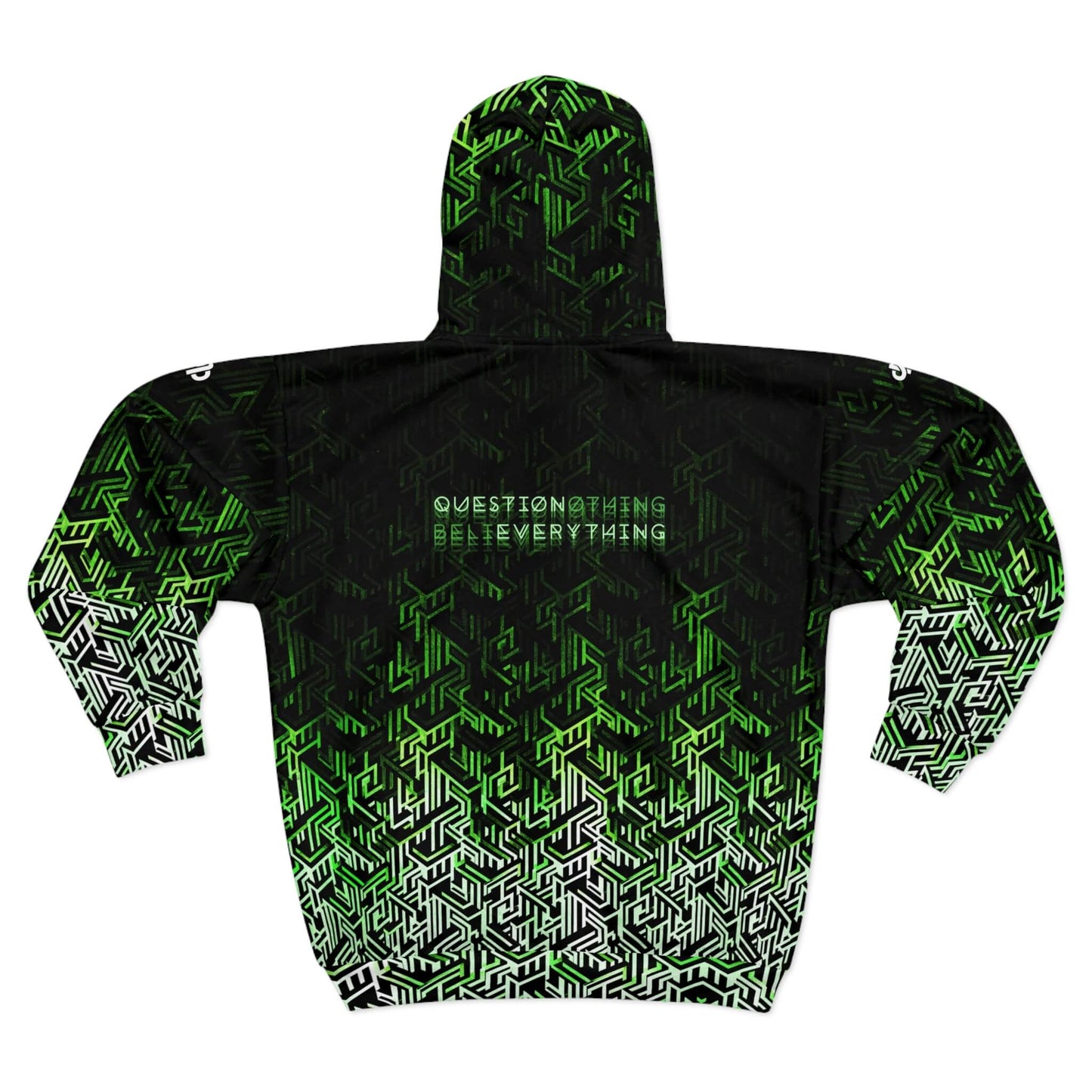 Question Everything - Green Digital Camo Tech Hoodie (Zip-up)