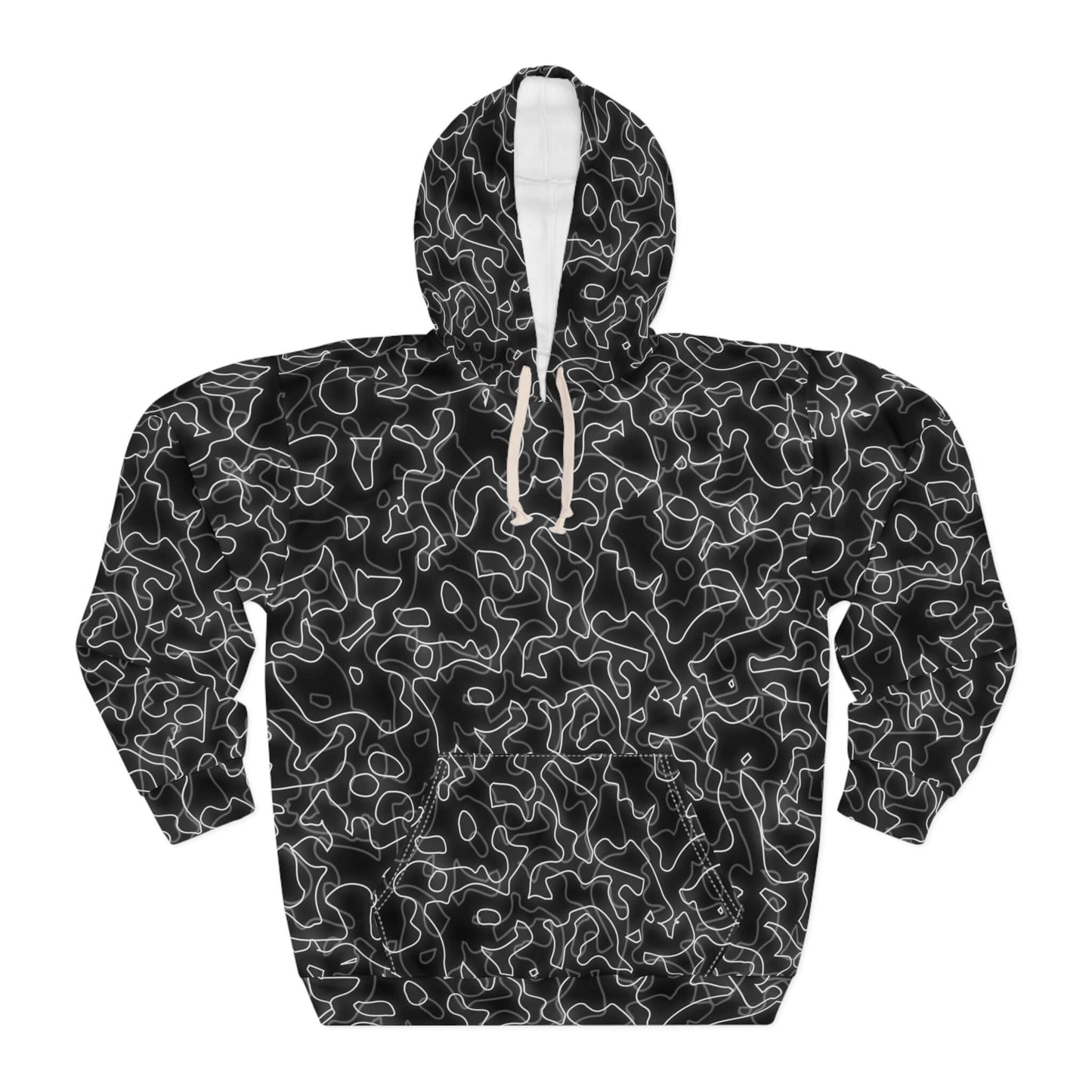 Glow With The Flow - Black & White Electric Hoodie (Pullover)
