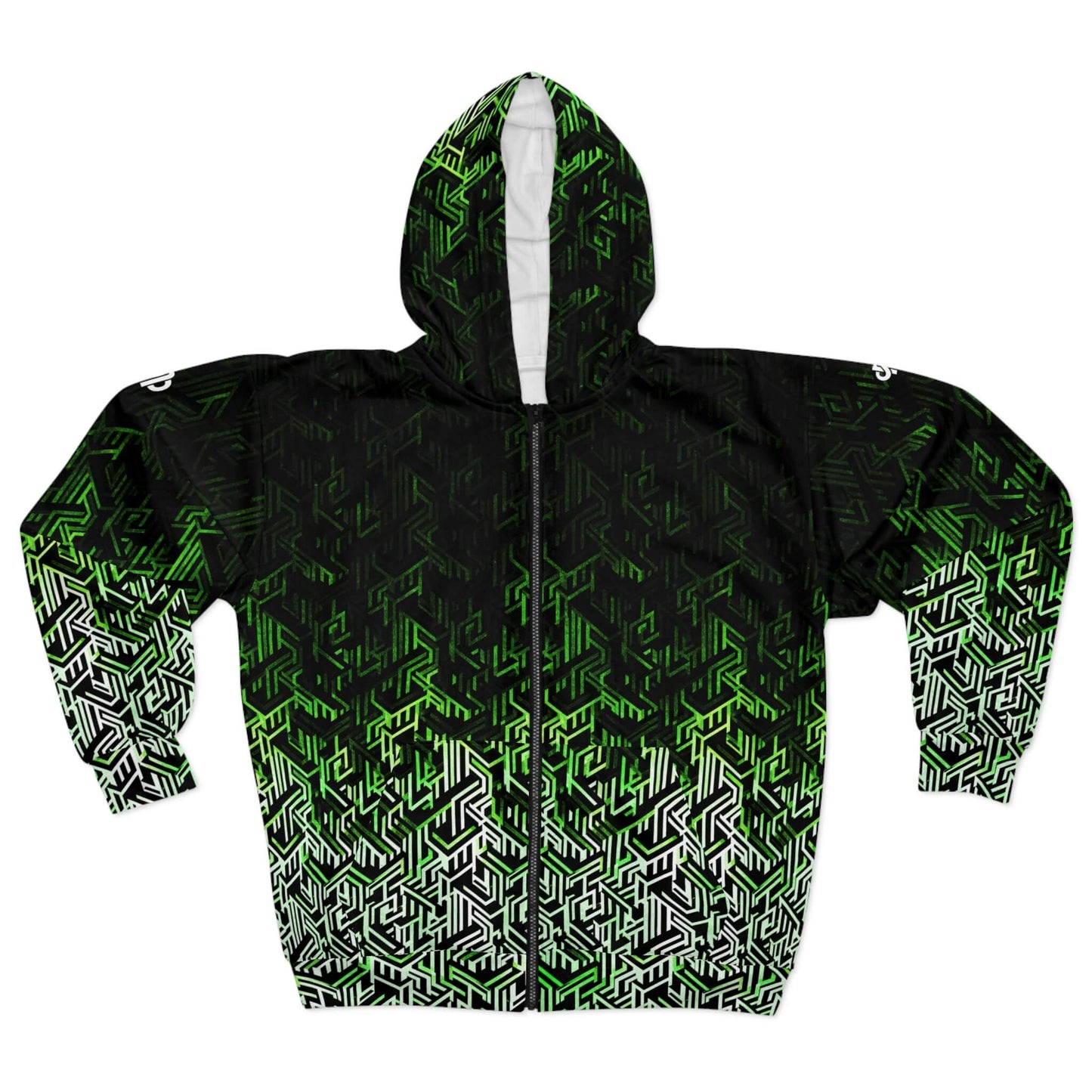 Question Everything - Green Digital Camo Tech Hoodie (Zip-up)