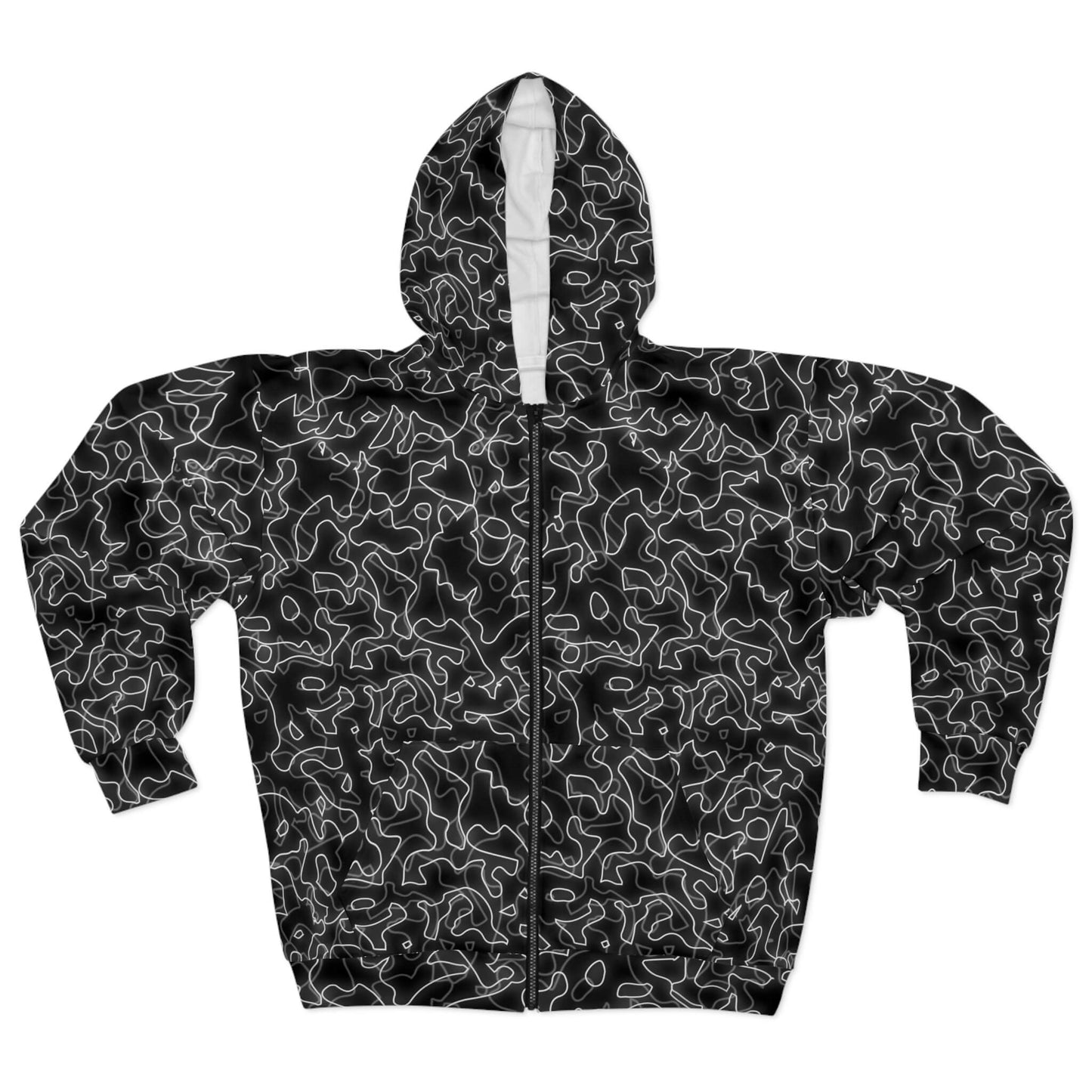 Glow With The Flow - Black & White Electric Hoodie (Zip-up)