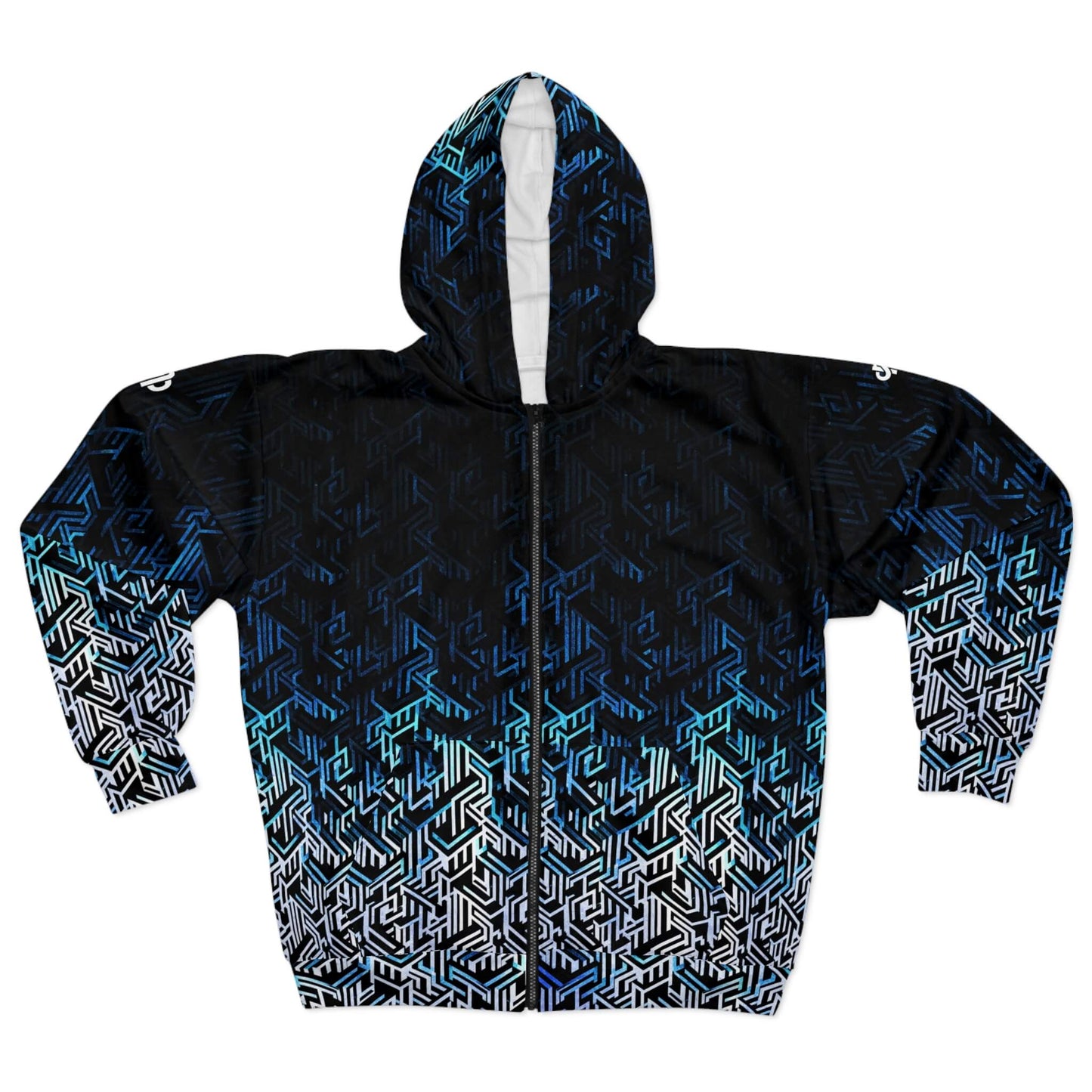 Question Everything - Blue Digital Camo Tech Hoodie (Zip-up)