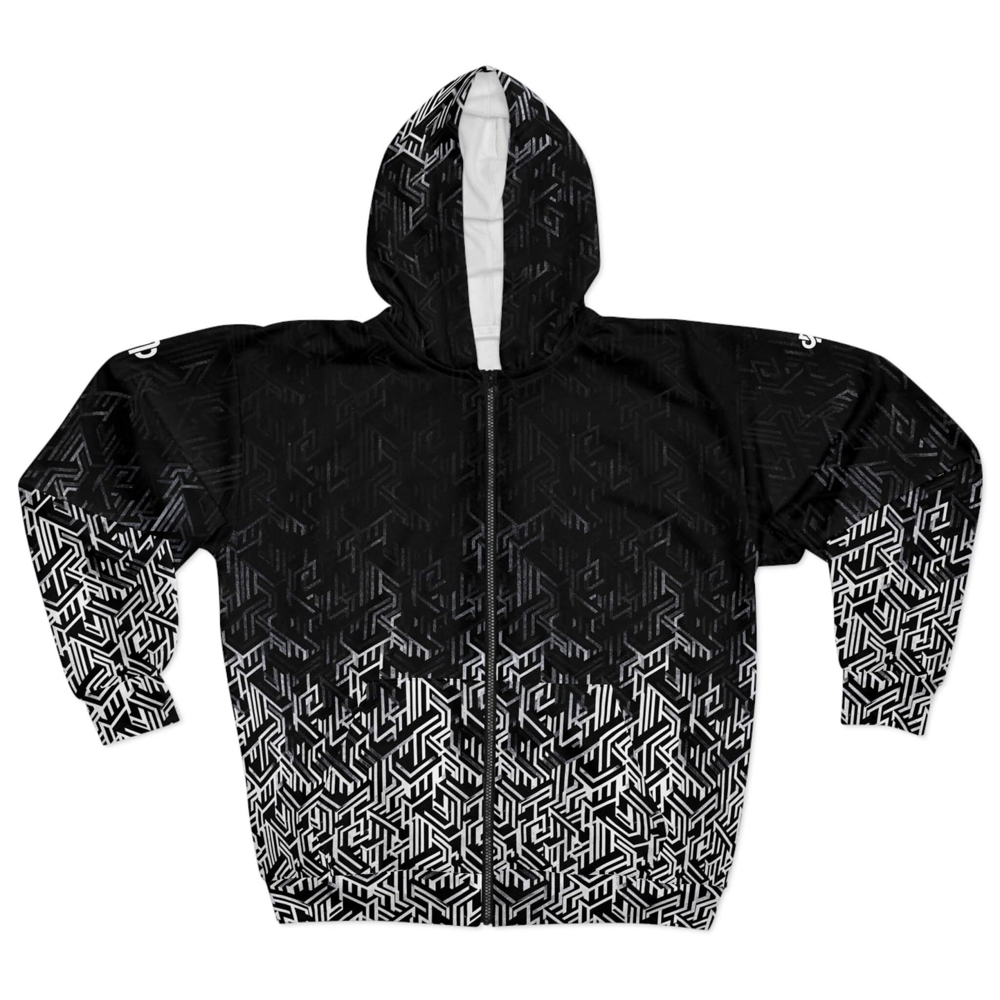 Question Everything - Black & White Digital Camo Tech Hoodie (Zip-up)