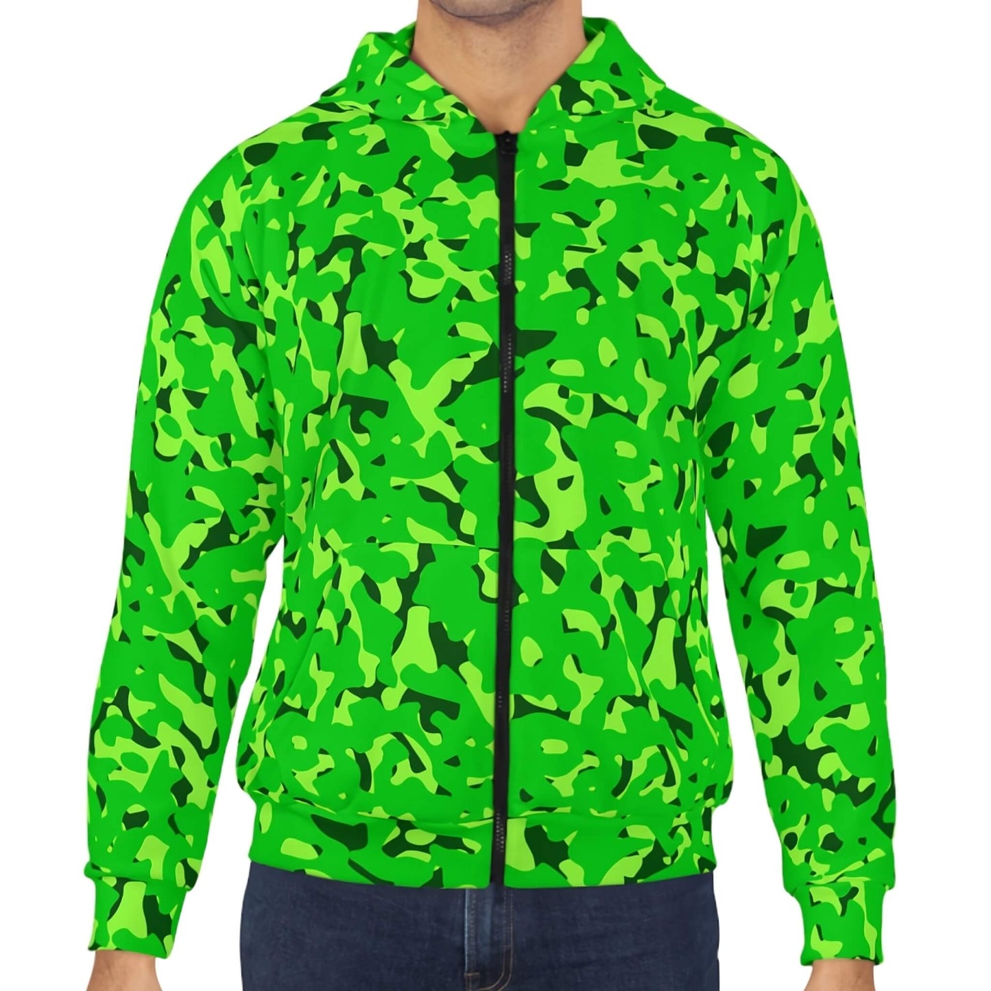 Out Of Sight - Green Neon Camo Hoodie (Zip-up)