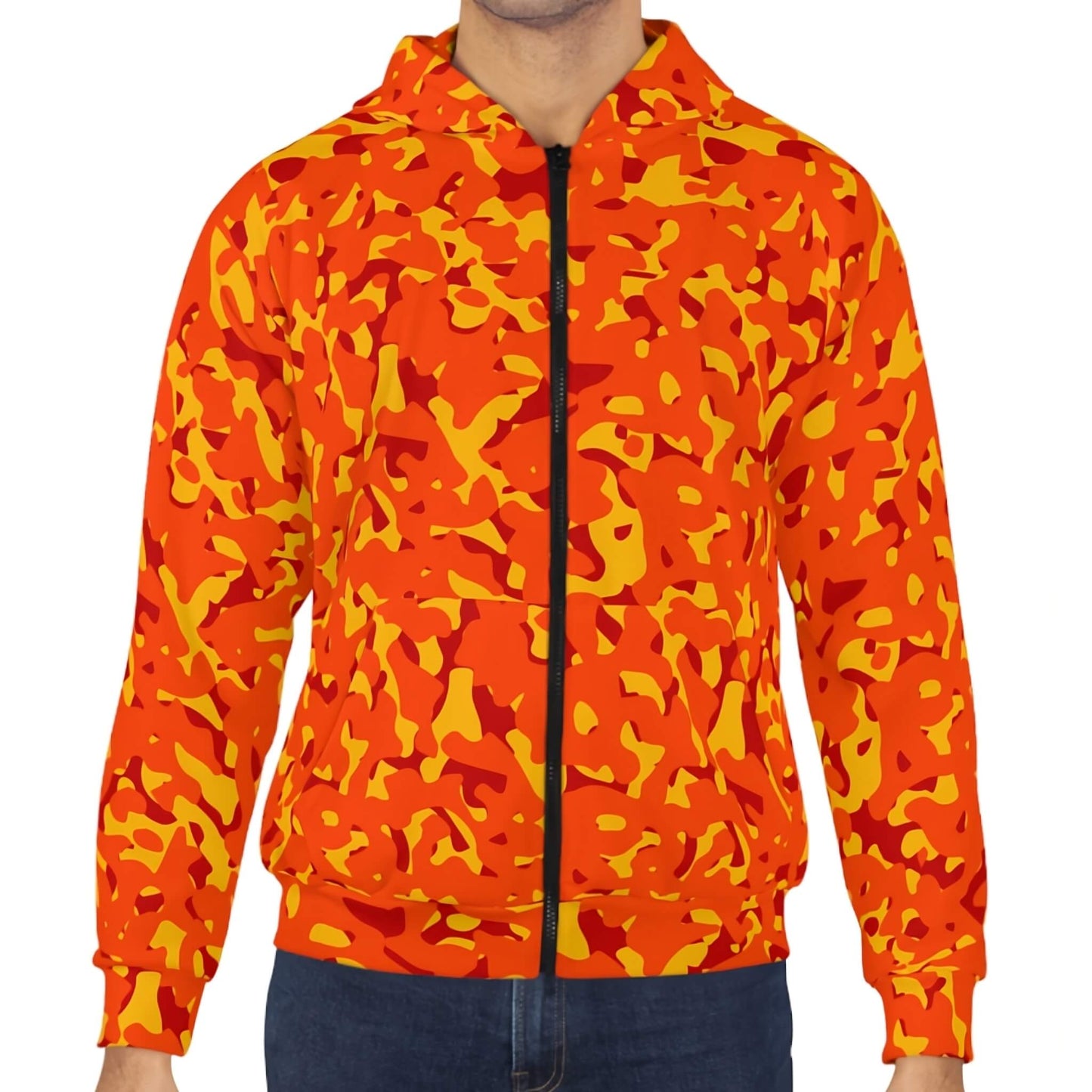 Out Of Sight - Orange Neon Camo Hoodie (Zip-up)