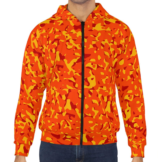 Out Of Sight - Orange Neon Camo Hoodie (Zip-up)