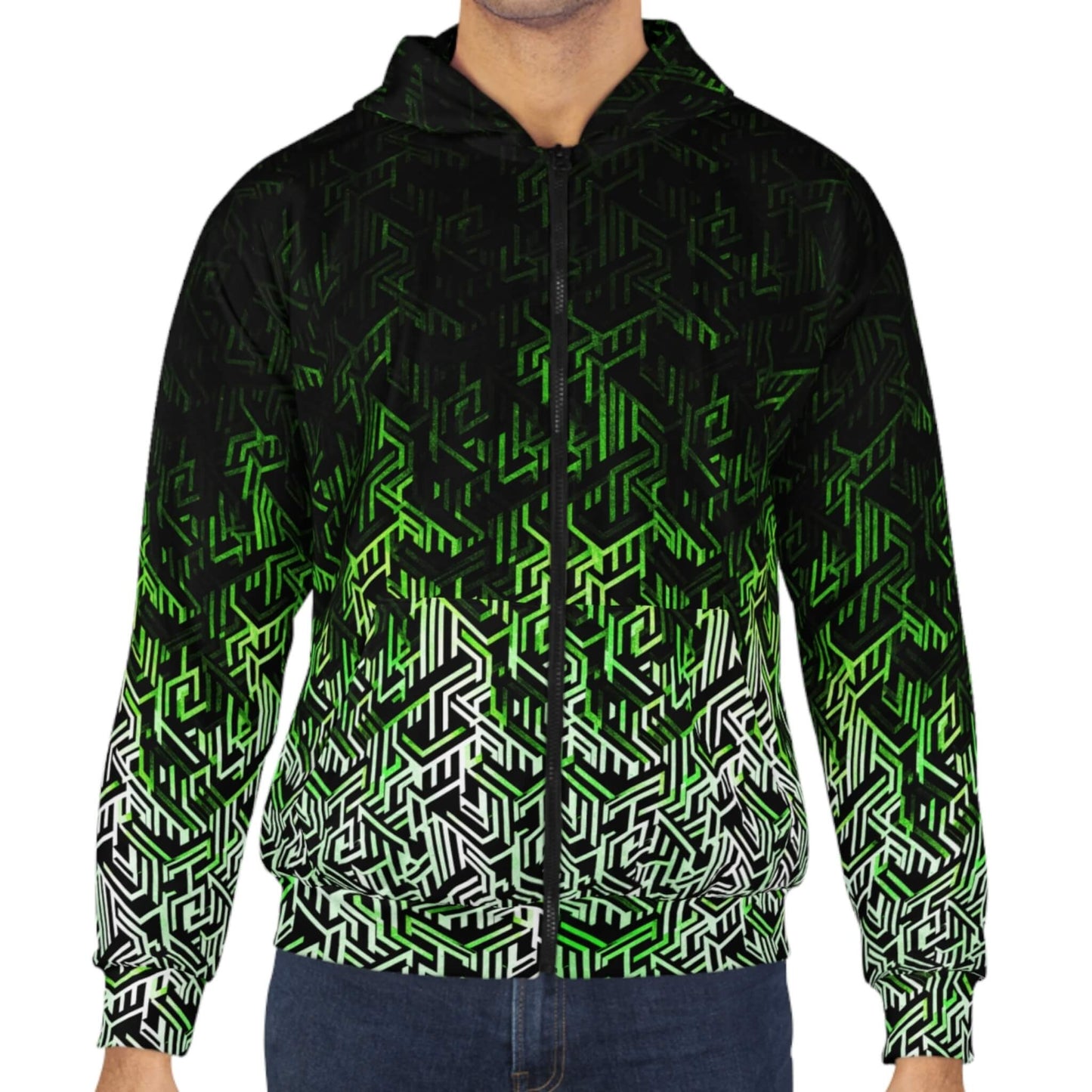 Question Everything - Green Digital Camo Tech Hoodie (Zip-up)