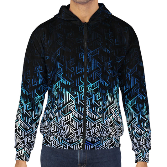 Question Everything - Blue Digital Camo Tech Hoodie (Zip-up)
