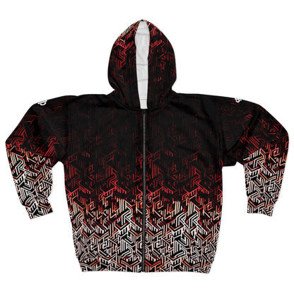 Question Everything - Red Digital Camo Tech Hoodie (Zip-up)