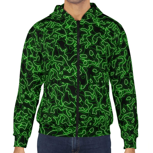 Glow With The Flow - Green Electric Hoodie (Zip-up)
