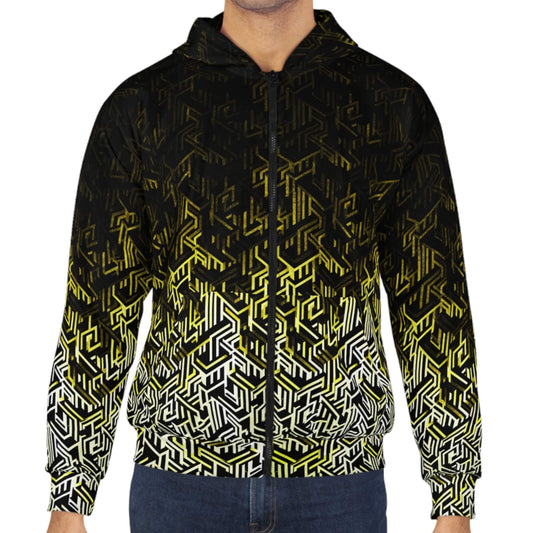 Question Everything - Yellow Digital Camo Tech Hoodie (Zip-up)