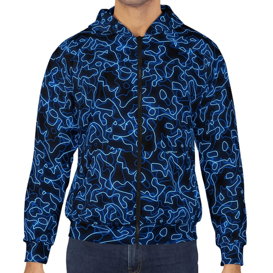 Glow With The Flow - Blue Electric Hoodie (Zip-up)