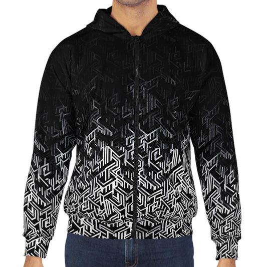 Question Everything - Black & White Digital Camo Tech Hoodie (Zip-up)