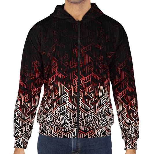 Question Everything - Red Digital Camo Tech Hoodie (Zip-up)