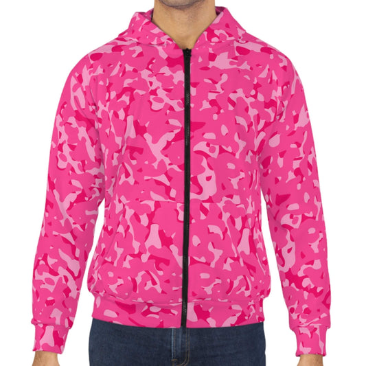 Out Of Sight - Pink Neon Camo Hoodie (Zip-up)