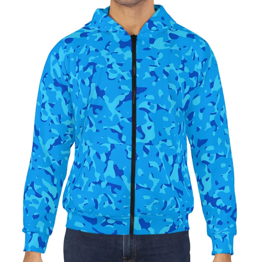 Out Of Sight - Blue Neon Camo Hoodie (Zip-up)